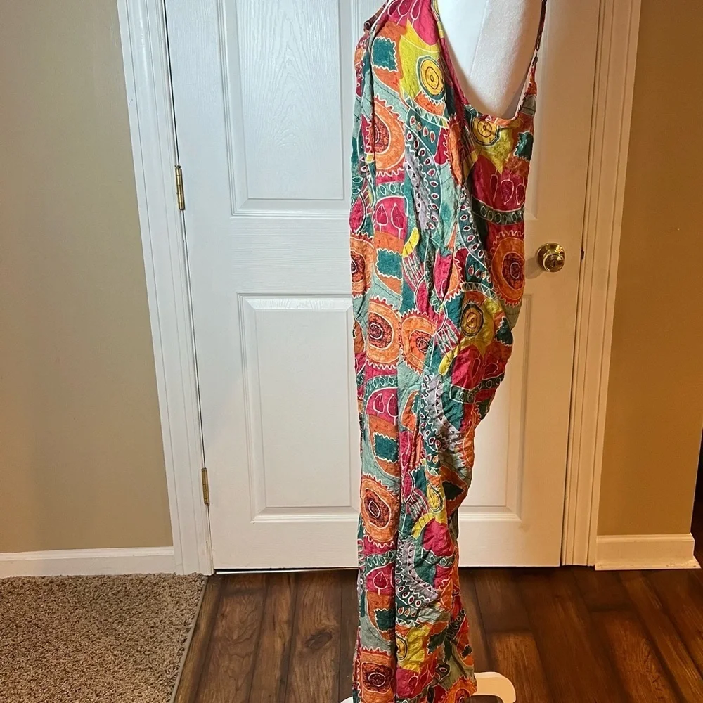 Women's Size XL Rayon Colorful Bohemian Festival Jumper Relaxed With Pockets